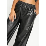 Classic Female Fashion Wide Leg Leather Trousers Pants