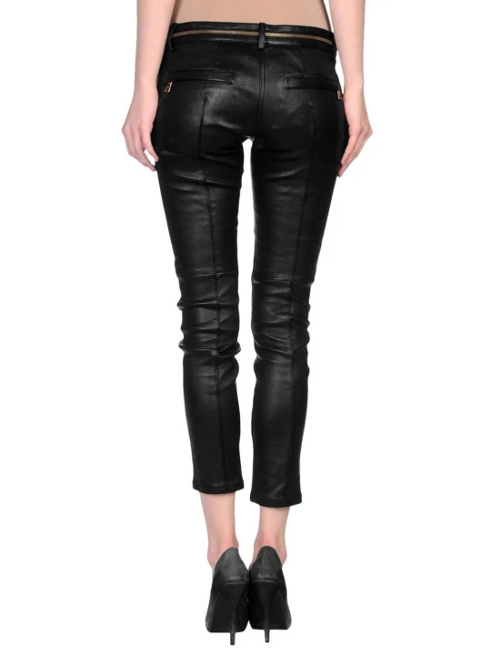 Custom Made Urbane Leather Capri Pants For Women