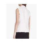 Elongated Minus White Leather Moto Vest for Women