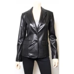 Hot Designer Black Leather Blazer Jacket Coat for Women