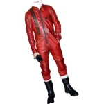 Mens Trendsetting Racing Real Sheepskin Red Leather Jumpsuit