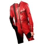 Mens Trendsetting Racing Real Sheepskin Red Leather Jumpsuit