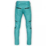 Mens Cool Style Bright Blue Leather Biker Pants