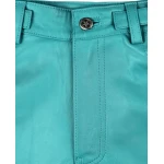 Mens Cool Style Bright Blue Leather Biker Pants