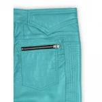 Mens Cool Style Bright Blue Leather Biker Pants