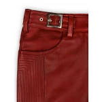 Mens Cool Style Cherry Red Leather Biker Pants