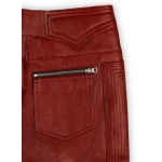 Mens Cool Style Cherry Red Leather Biker Pants