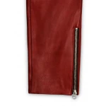 Mens Cool Style Cherry Red Leather Biker Pants