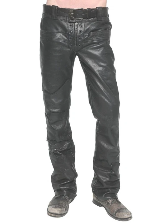 Mens Custom Made Junker Designs Black Leather Pants