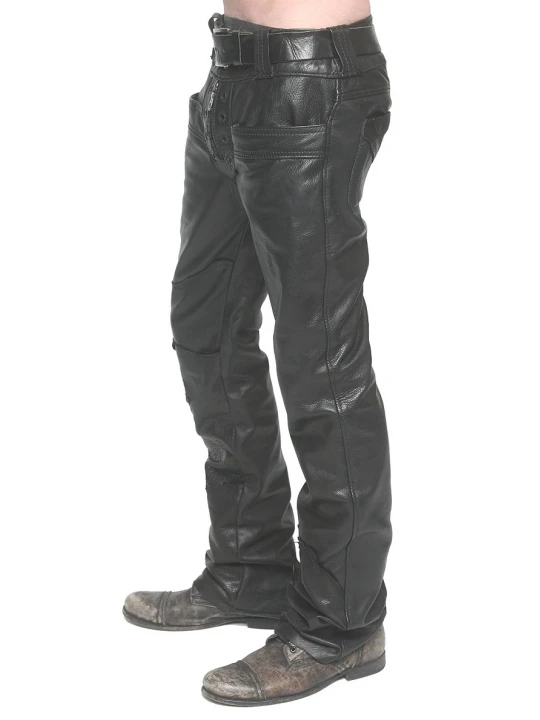 Mens Custom Made Junker Designs Black Leather Pants