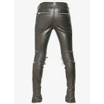 Mens Rockstar Style Genuine Black Leather Biker Pant