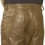 Mens Smart Casual Brown Leather Trousers Jeans Pants