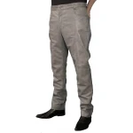 Mens Smart Casual Gray Leather Trousers Jeans Pants