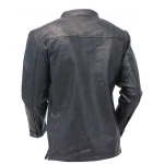 Mens Timeless Look Real Sheepskin Black Leather Shirt