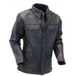 Mens Timeless Look Real Sheepskin Black Leather Shirt