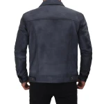 Mens Edgy Fashion Real Sheepskin Blue Leather Shirt