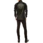 Mens Fashion Wear Real Sheepskin Black Leather Shirt
