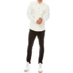 Mens Fashion Wear Real Sheepskin White Leather Shirt