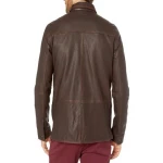 Mens Great Style Real Sheepskin Brown Leather Shirt