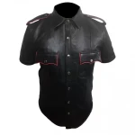 Mens Very Hot Genuine Black & Red Leather Shirt