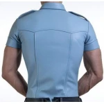 Mens Very Hot Genuine Blue Leather Shirt