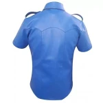 Mens Very Hot Genuine Electric Blue Leather Shirt