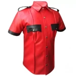Mens Very Hot Genuine Red Leather Shirt
