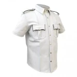 Mens Very Hot Genuine White & Black Leather Shirt