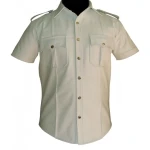 Mens Very Hot Genuine White Leather Shirt