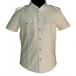 Mens Very Hot Genuine White Leather Shirt