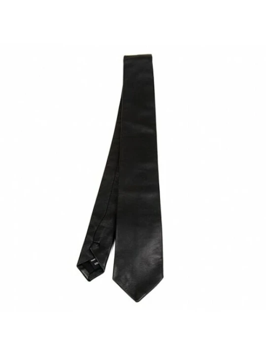 Mens Classic Real Black Leather Tie