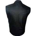 Mens Black Real Genuine Leather Motorcycle Biker Vest