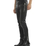 Mens Casual Genuine Soft Real Black Leather Trouser Pant