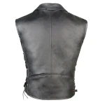 Mens Classic Black Leather Motorcycle Biker Vest