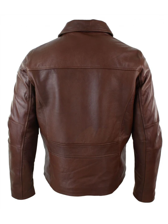 Mens Classic Soft Hide Zipped Brown Real Leather Jacket