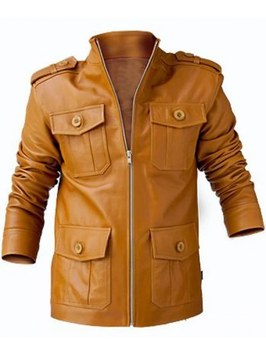 Genuine Lambskin Red Leather Biker Motorcycle Jacket for Men