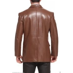 Mens Branded Genuine Lambskin Brown Leather Blazer