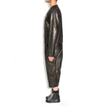 Mens Genuine Lambskin Black Leather Jumpsuit
