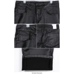Street Style Black Leather Motorcycle Pants for Men
