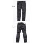 Street Style Black Leather Motorcycle Pants for Men