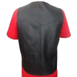 Side Laced Up Black Genuine Leather Biker Vest for Men