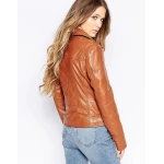 Stylish Womens Genuine Lambskin Brown Leather Motorcycle Jacket
