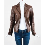 Vintage Brown Leather Blazer Outfit for Women