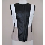 Women White Taupe Soft Black Leather Vest