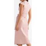 Womens Draped Style Real Sheepskin Pink Leather Dress