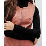 Womens Full Zipper Front Real Sheepskin Peach Leather Dress