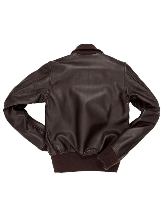 Womens Classic Brown Leather Bomber Jacket