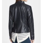 Girls Cool Style Genuine Lambskin Navy Blue Leather Jacket