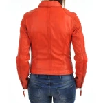 Girls Fresh Look Genuine Lambskin Orange Leather Jacket