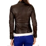 Girls Smart Look Real Lambskin Dark Brown Leather Jacket
